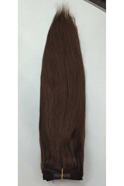 Nurdan Trend Peruk Gerçek Saç 8 Parça Çıtçıt Set 170 gr. 70 cm Açık Kahve Renk