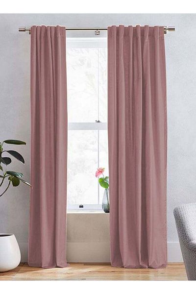 soufa dibaj Linen Curtain for Bedroom Dining Studio Office - Dark Pink - 200×140 cm