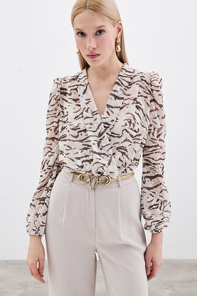 Sateen Khaki Polka Dot Textured Bodysuit