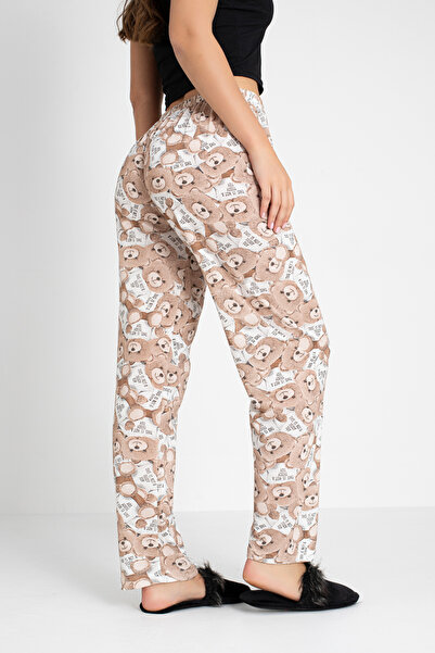 DONEX Cotton Thin Breathable Fabric Ribbon Waist Detail Printed Women's Sleepwear Bottoms Without Pockets