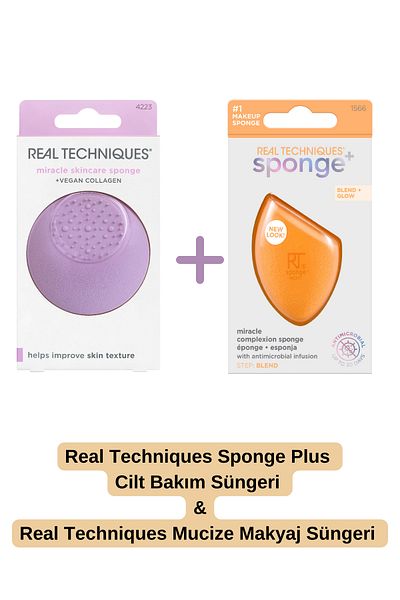 Real Techniques Sponge Plus Skin Care Sponge / Miracle Makeup Sponge (Advantageous Set of 2)