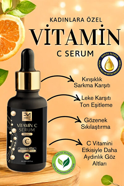 EM AMANOS BEAUTY 3'lü Cilt Bakım Seti - Madeem Krem, Doğal At Kılı Fırçası, Vitamin C Serum Yaşlanma Karşıtı Seri