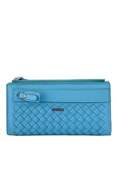 Grande Turquoise Genuine Leather Women's Wallet Knitted - 2760