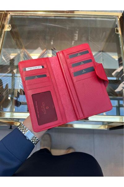 Grande Red Genuine Leather Unisex Wallet - Model 2644
