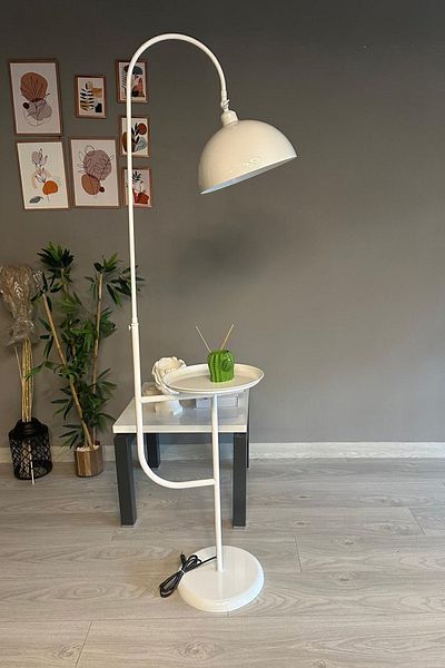 Bamyum Gorkiede Stehleuchte mit Ablage Metall 30 cm Breit Weiß