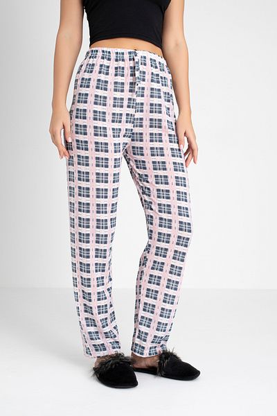 DONEX Cotton Thin Breathable Fabric Ribbon Waist Detail Printed Women's Sleepwear Bottoms Without Pockets