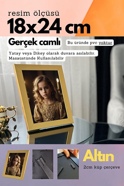 CreaWitch 20mm Frame Real Glazed 18X24 cm Photo Picture Frame Standing or Wall Hanging Horizontal-Vertical