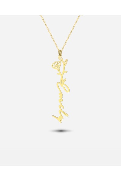 MEKS JEWELS Gümüş İsimli Eylül Ayı Doğum Çiçeği Kolyesi