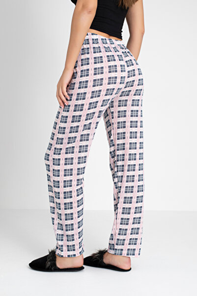 DONEX Βαμβακερή λεπτή αναπνεύσιμη υφασμάτινη κορδέλα μέσης λεπτομέρεια εμπριμέ χωρίς τσέπες Γυναικείες πιτζάμες κάτω