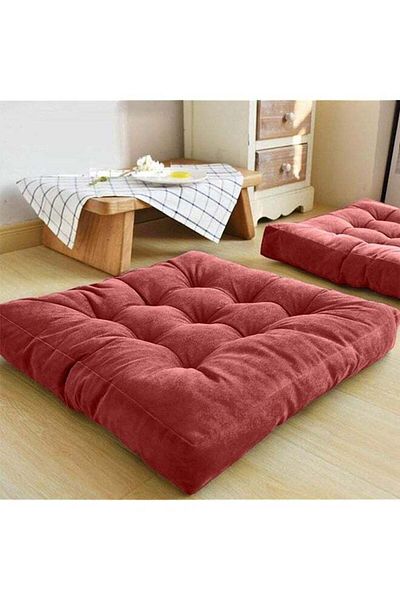 soufa dibaj Square Soft Velvet Decorative Cushion Attractive Colors - Burgundy