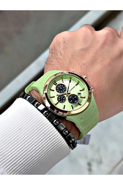 Chaperone Green Color Sports Silicone Functions Active Men Wrist Watch+Bracelet by Reward