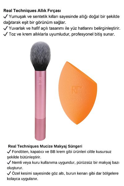 Real Techniques Blush Brush / Miracle Makeup Sponge (Advantageous Set of 2)