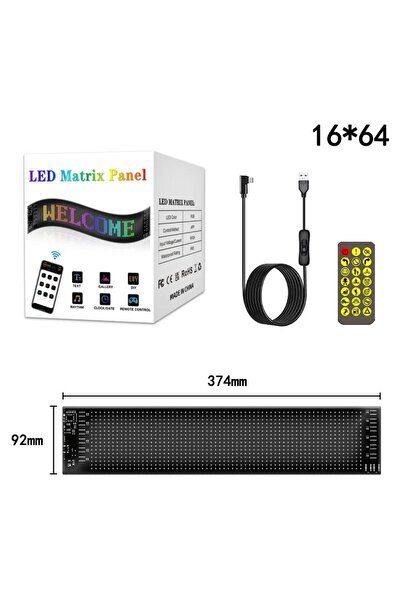 Teknotopia LED Matrix Panel 37CM Dijital Ekranlı Kumandalı App Uygulamalı Tab...