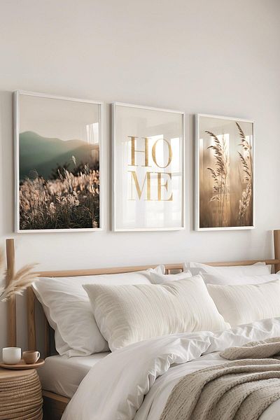 Postifull Set de pictură cu cadru alb, pictură murală cu fotografii mixte, set de 3 posteri, nr:300728