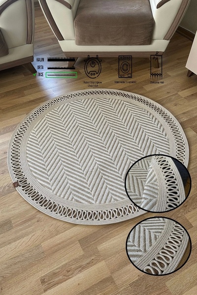 SİMEREV HALI HOME CONSEPT Hasır Jüt Kaymaz Taban Yıkanabilir Salon Mutfak Hal...