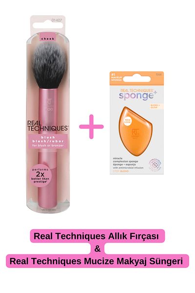 Real Techniques Blush Brush / Miracle Makeup Sponge (Advantageous Set of 2)