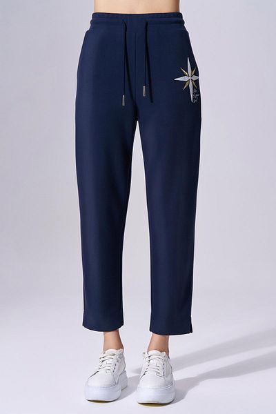 Naar Women's High Waist Woven Fabric Comfortable Casual Dark Blue Pants Naar91207-Dark Blue