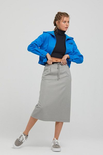 Naar Women's Rope Tied Pleated Midi Length Gray Skirt Naar91515-Gray