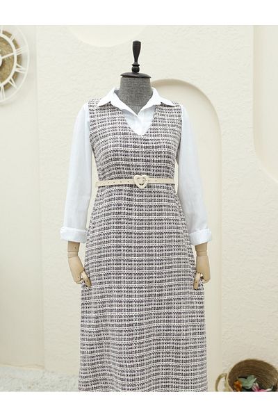 Modamorfo V Neck Tweed Gilet - Plum