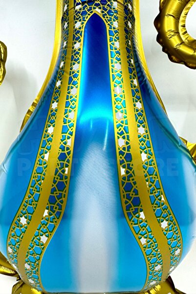 CNGZSHOP Şerbetlik Ramazan Folyo Balon Parlak 43x50 cm Turkuaz Gold Hoşgeldin...