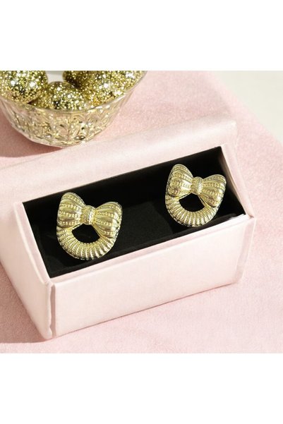 satya Gold Color Hoop Bow Earrings