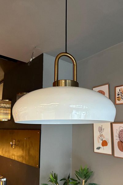 Bamyum Androa-Lock Hängelampe Esstisch Weiß Metall Ø40 cm, Pendelleuchte Esstisch