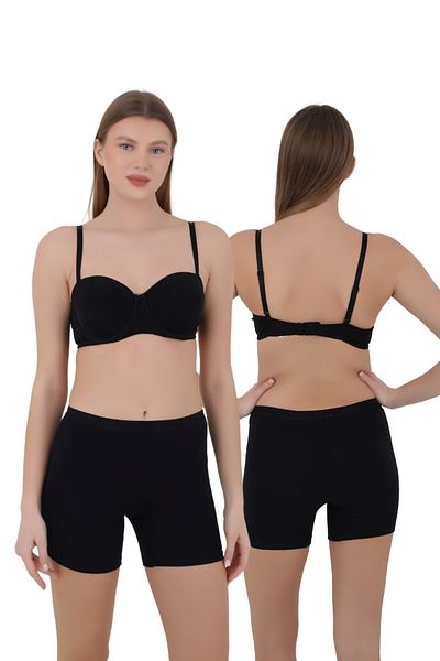 CNT Slip boxer pentru femei - negru, alb, culoarea pielii Set de 1, talie elastică și țesătură moale