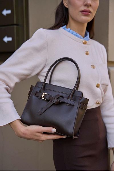 Madamra Brown Women's Mini Belt Detailed Hand and Shoulder Bag