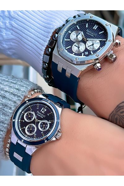 Ferrucci Function Silicone Cord Lover's Pair Wristwatches 3 Atm Waterproof 2 Years Warranty