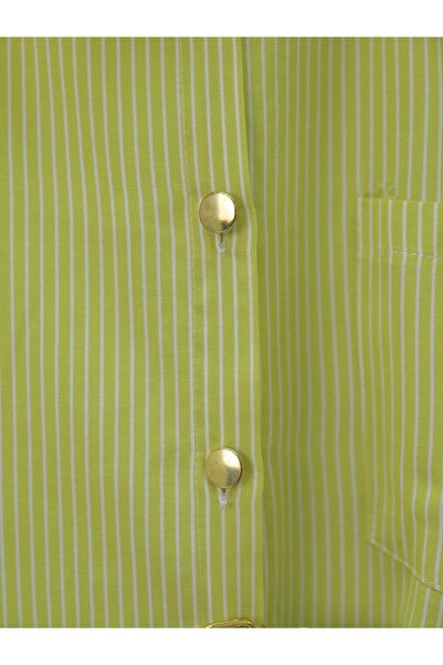 Modamorfo Ριγέ πουκάμισο με κορδόνια με κουμπιά στη μέση - Fat Green