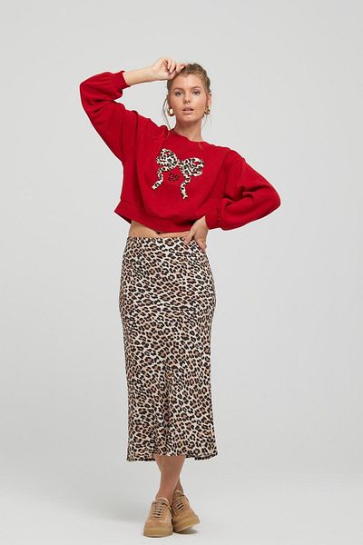 Naar Red Patterned Crew Neck Long Sleeve Sweatshirt - Naar91334-Red