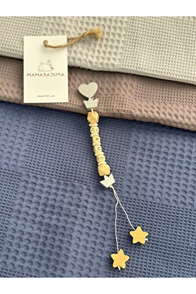 MAMARADUGA Puset Örtüsü İçin Bebeğinizin İsmi Yazılı Aksesuar- Gri