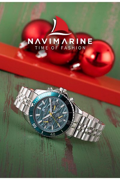 Navimarine Nm009-03 Multifunction Silver Color Steel Men's Wrist Watch