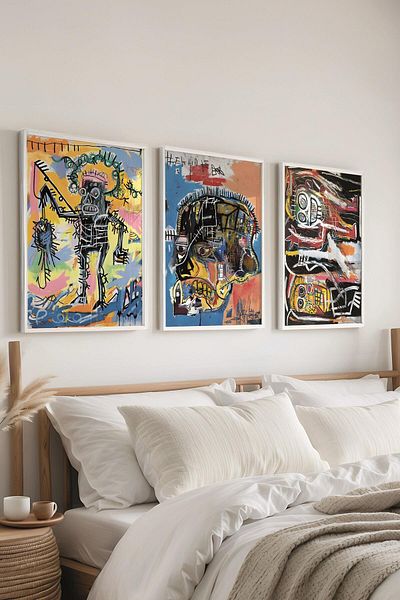 Postifull Set de pictură cu cadru alb, pictură murală maximalistă, set de 3 posteri, nr:300784