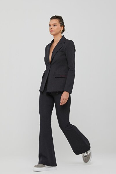 Naar Kadın Yüksek Bel Normal Kesim Geniş Paça Siyah Pantolon NAAR91229-SİYAH