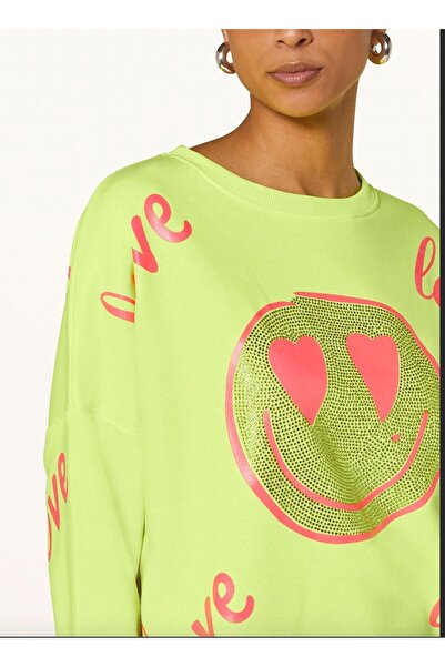 satya SMILEY FACE STRASS BASKILI LOVE SWEATSHIRT