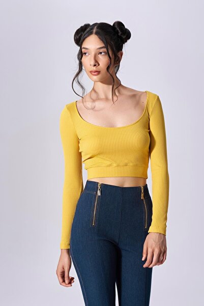 Naar Kadın Slim Fit Uzun Kollu Sarı Body NAAR91321-KOYU SARI