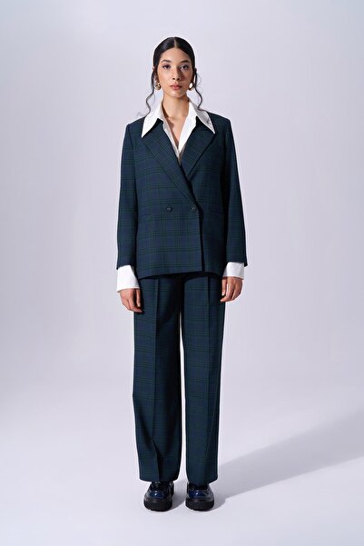 Naar Green Long Sleeve Checkered Women's Jacket - Naar91612-Original