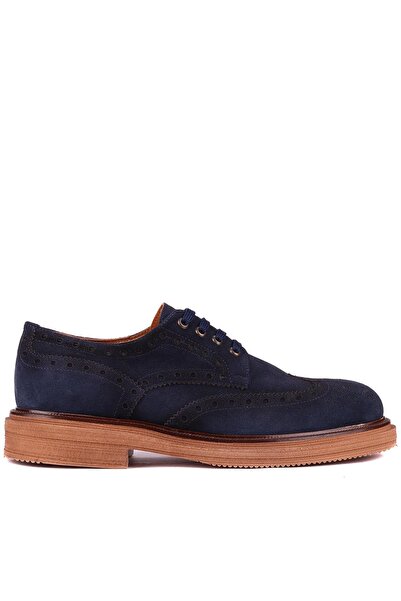 Shoetyle - Navy Blue Genuine Suede Lace-Up Men's Shoes 666-3951