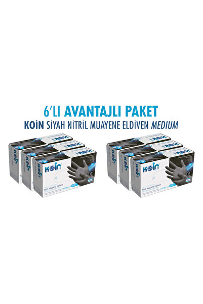 KOİN SİYAH NİTRİL ELDİVEN PUDRASIZ MİDEUM 6LI AVANTAJLI PAKET