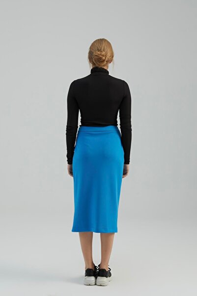 Naar Kadın Düz Model Yüksek Belli Günlük Kullanım Mavi Etek NAAR51520-MAVİ