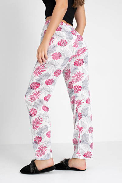 DONEX Nyomtatott szalagos derékrészletes pamut női pizsama alsó