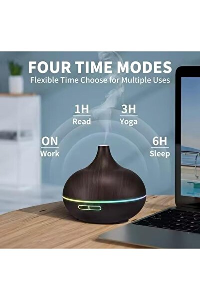 Sphone Ahşap Desenli Buhar Makinası Oda Koku Yayıcı Hava Nemlendirici Kumandalı Ayarlanan Işıklı Komidinlik