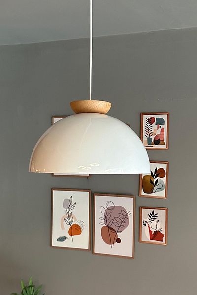 Bamyum Yimpi Küchenlampe Hängend Vintage Ø30 cm, Hängelampe Küche Weiß