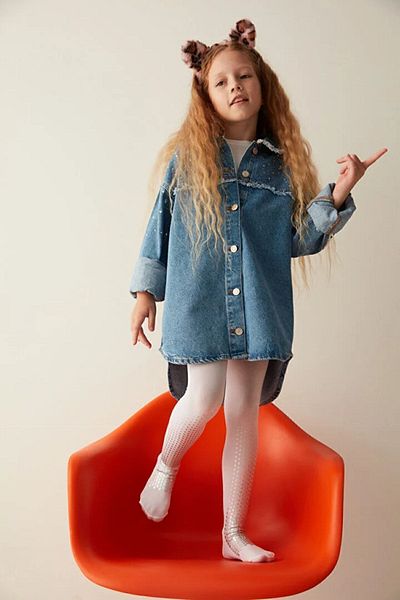 Penti Чорапогащи с блясък и шарки Pretty Kids White Dots