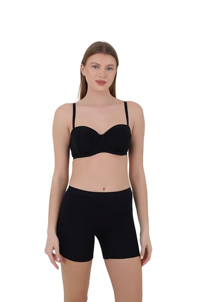 CNT Slip boxer pentru femei - negru, alb, culoarea pielii Set de 1, talie elastică și țesătură moale