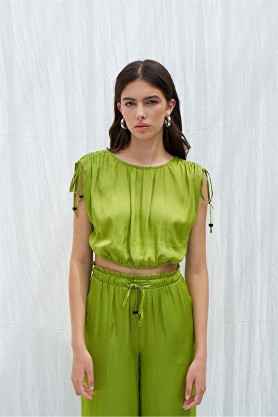 Naar Γυναικεία πράσινη κοντομάνικη μπλούζα από οργανικό βαμβάκι - NAAR81351