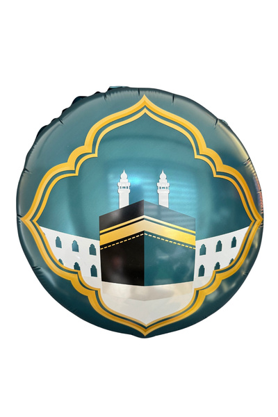 CNGZSHOP Kaaba Foil Balloon 30 cm Petrol Green Mosque Green Welcome Ramadan T...
