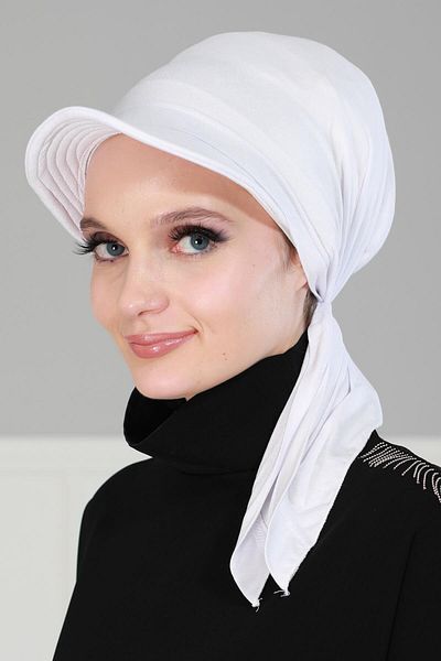 Aisha's Design Bandana with Visor,B-40 White