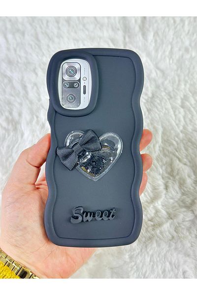 Vip Case Xiaomi Redmi Note 10 Pro - حافظة سويتي مموجة فضية مع تفاصيل شريط قلب ملون
